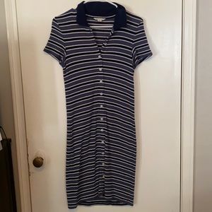 Collared striped button down dress